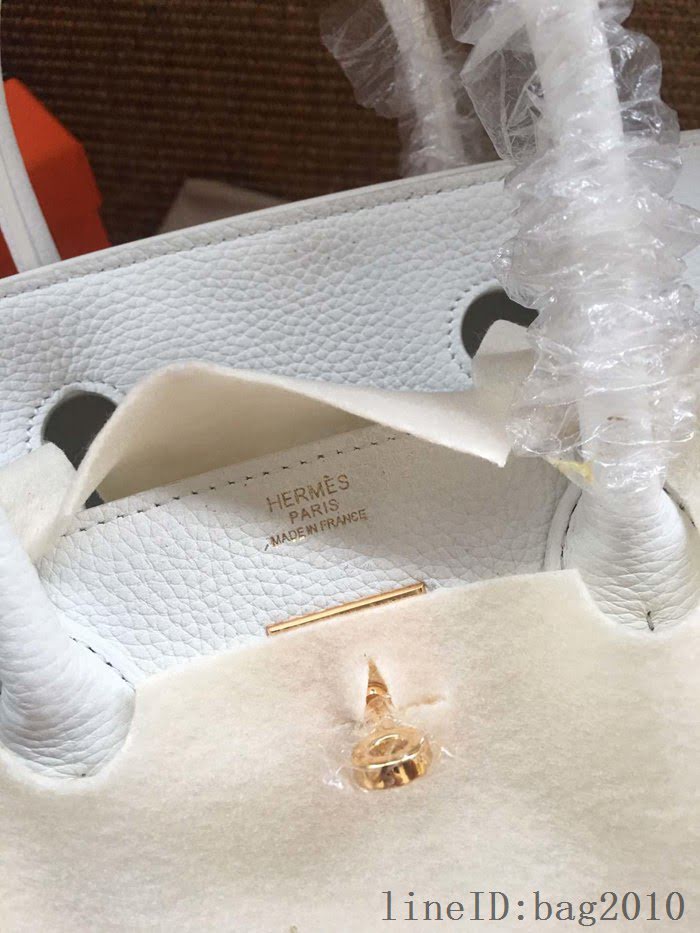 愛馬仕HERMES Birkin 鉑金包 白色 進口小牛皮 金銀扣 皮質細膩柔軟 時尚女手提包  tdher1138